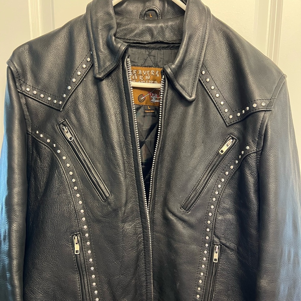 Black Leather Studded Jacket